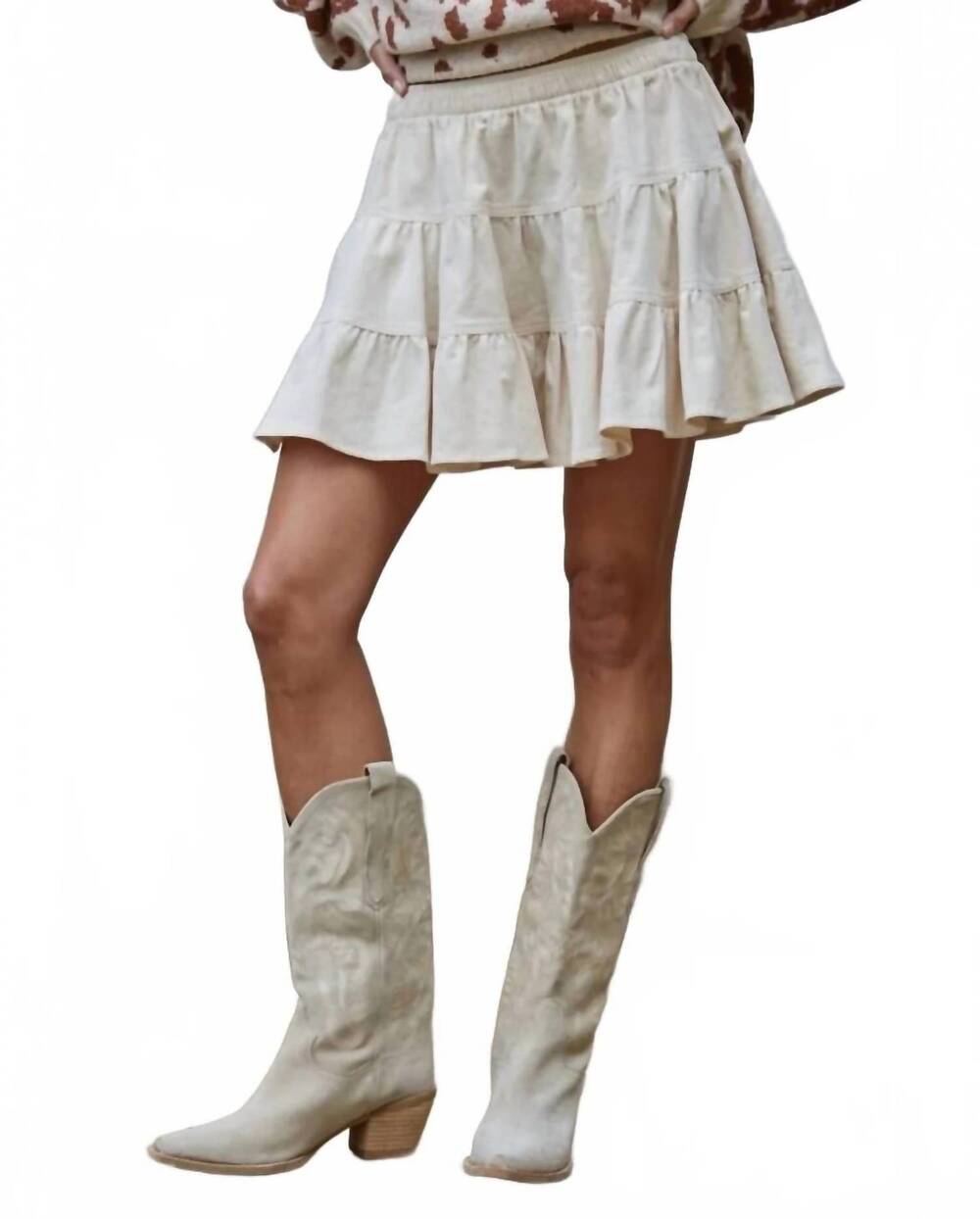 NEW BY TOGETHER tiered corduroy skirt in beige
